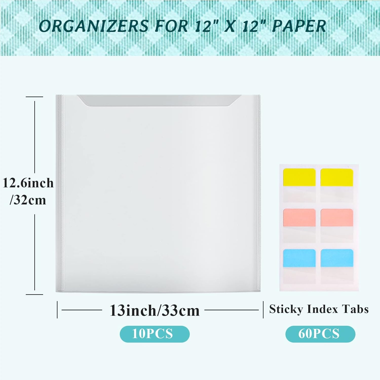 Caydo 82 Pieces Scrapbook Paper Storage Organizer with 120 Pieces Sticky Index Tabs, 12×12 Paper Storage Organizer Holds Scrapbooking, Vinyl Paper, Cardstock