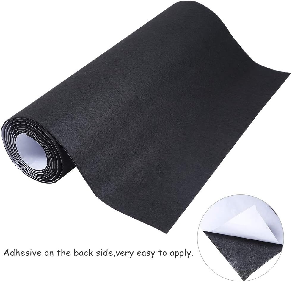 Caydo Large Black Self Adhesive Felt Roll Shelf Liner for DIY Projects Costume, Jewelry Drawer Craft Fabric Peel Stick 15.7″ x 78.7″(78.7″W x 15.7″L)