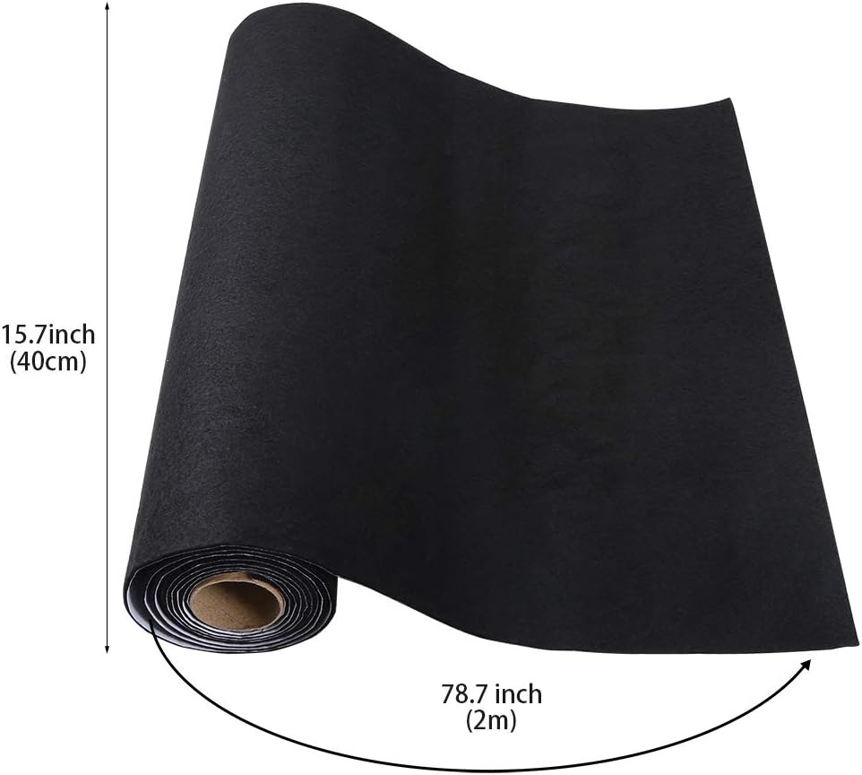 Caydo Large Black Self Adhesive Felt Roll Shelf Liner for DIY Projects Costume, Jewelry Drawer Craft Fabric Peel Stick 15.7″ x 78.7″(78.7″W x 15.7″L)