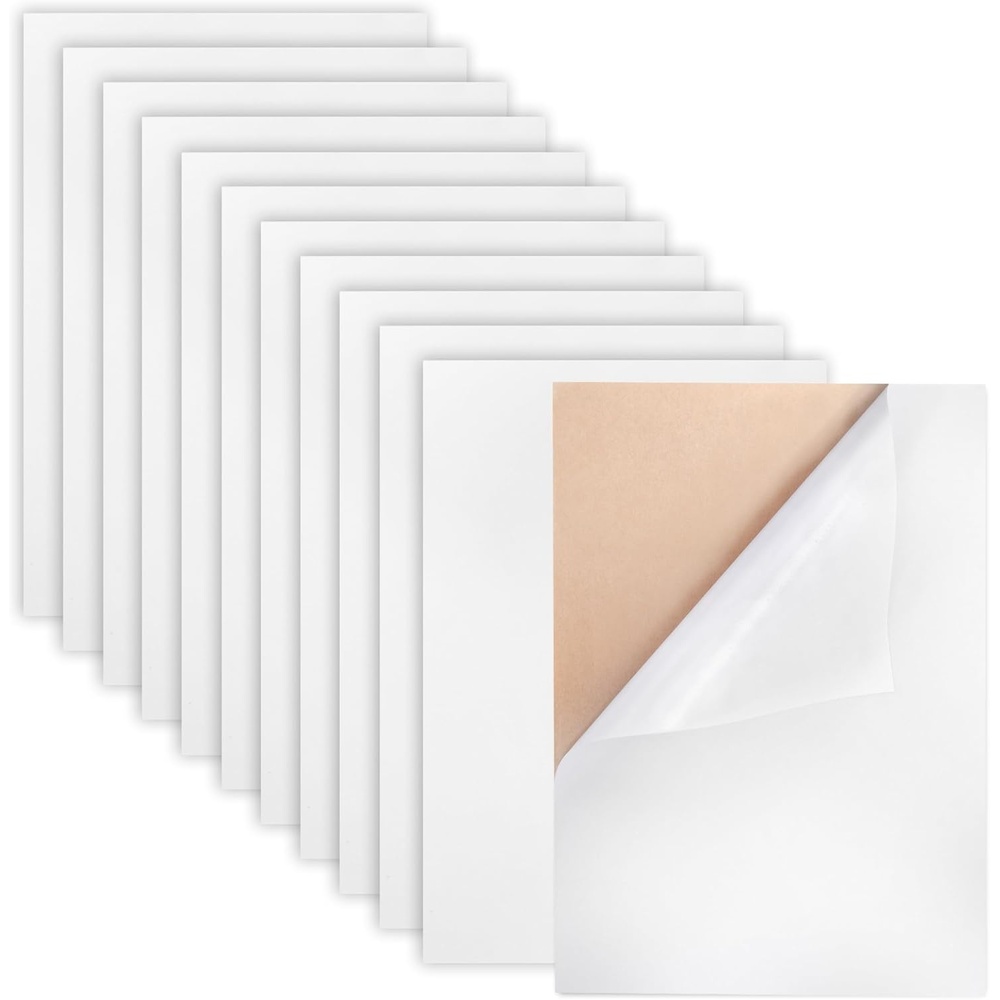 Caydo 12PCS Black Self Adhesive Felt Sheets, Soft Velvet Sticky Back Felt for Jewelry Box and Drawer Liner, Art and Craft Making(A4 Size)(White)