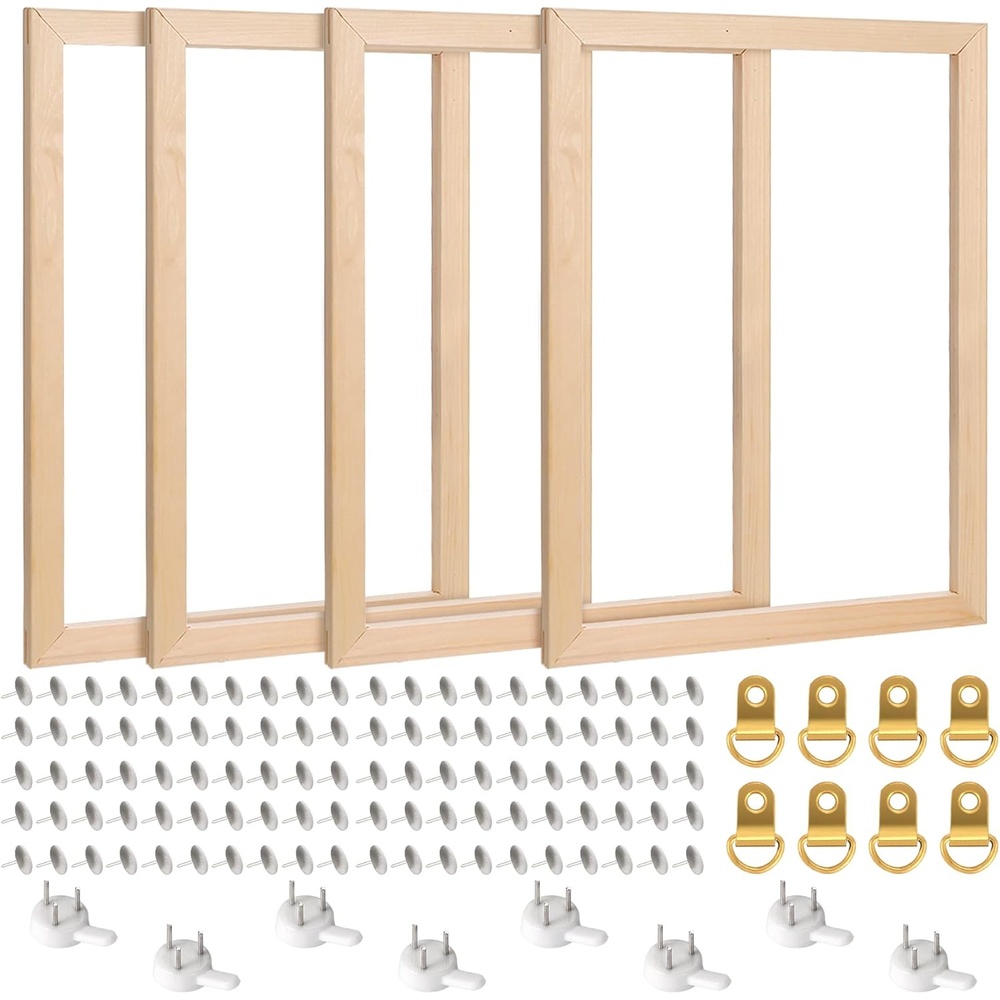 Caydo 4 Pack Canvas Stretcher Bars Kit, 12 x 16 Inch Wooden Canvas Frame for Prints, Paint by Numbers & Poster, Oil Paintings