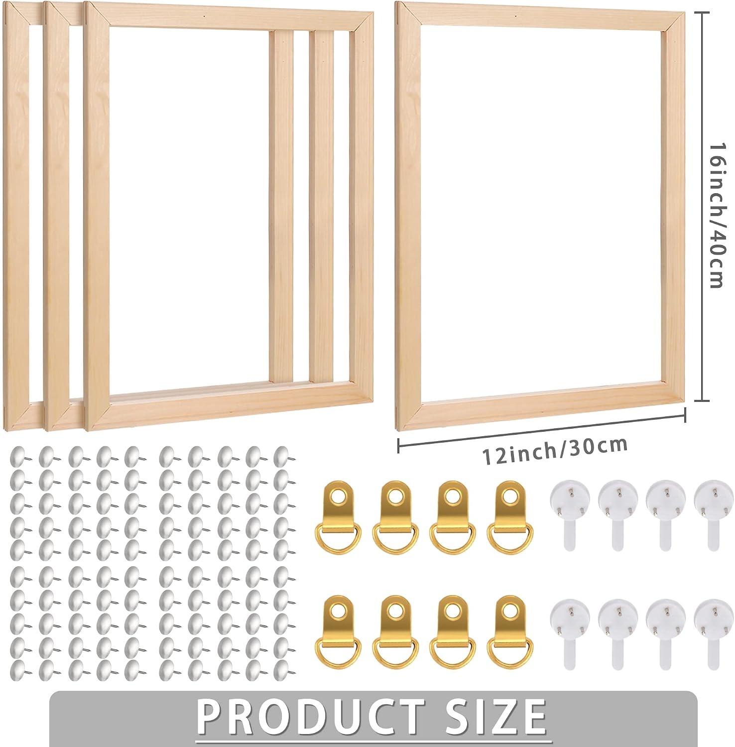 Caydo 4 Pack Canvas Stretcher Bars Kit, 12 x 16 Inch Wooden Canvas Frame for Prints, Paint by Numbers & Poster, Oil Paintings