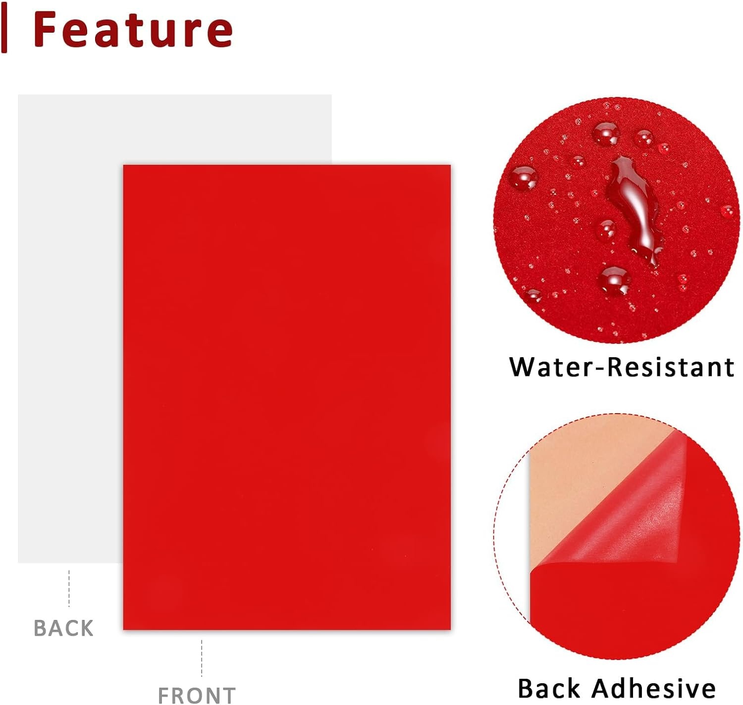 Caydo 12PCS White Self Adhesive Felt Sheets, Soft Velvet White Felt Sheets with Adhesive Backing for DIY Projects,Jewelry Box and Drawer Liner and Holiday Decorations (A4 Size)(Red)