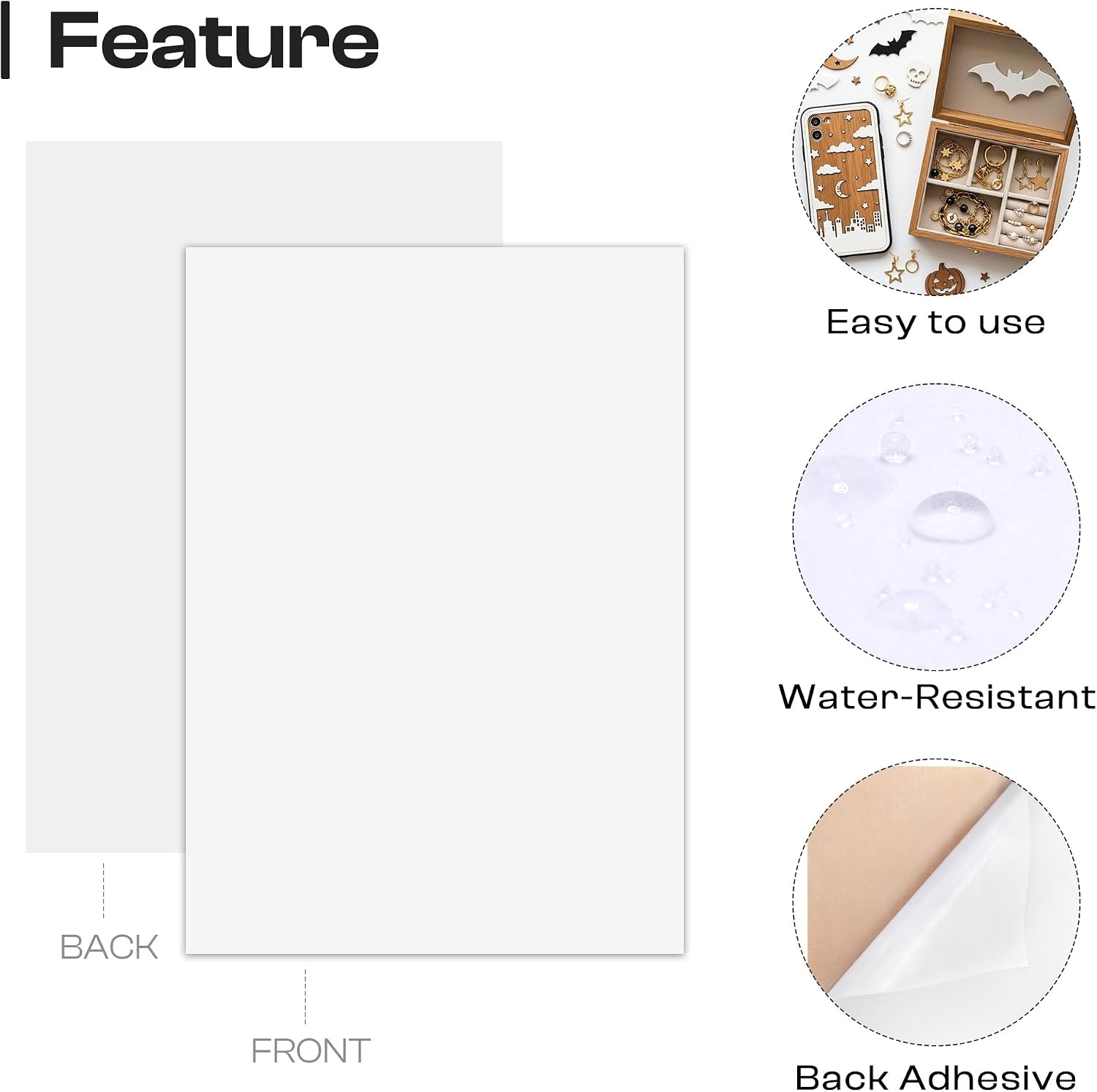Caydo 12PCS White Self Adhesive Felt Sheets, Soft Velvet White Felt Sheets with Adhesive Backing for DIY Projects,Jewelry Box and Drawer Liner and Holiday Decorations (A4 Size)(White)