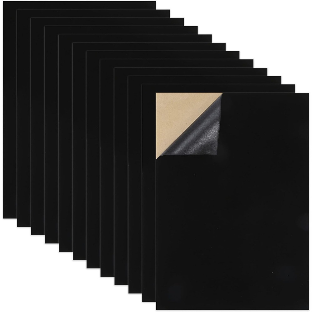 Caydo 12PCS White Self Adhesive Felt Sheets, Soft Velvet White Felt Sheets with Adhesive Backing for DIY Projects,Jewelry Box and Drawer Liner and Holiday Decorations (A4 Size)(Black)