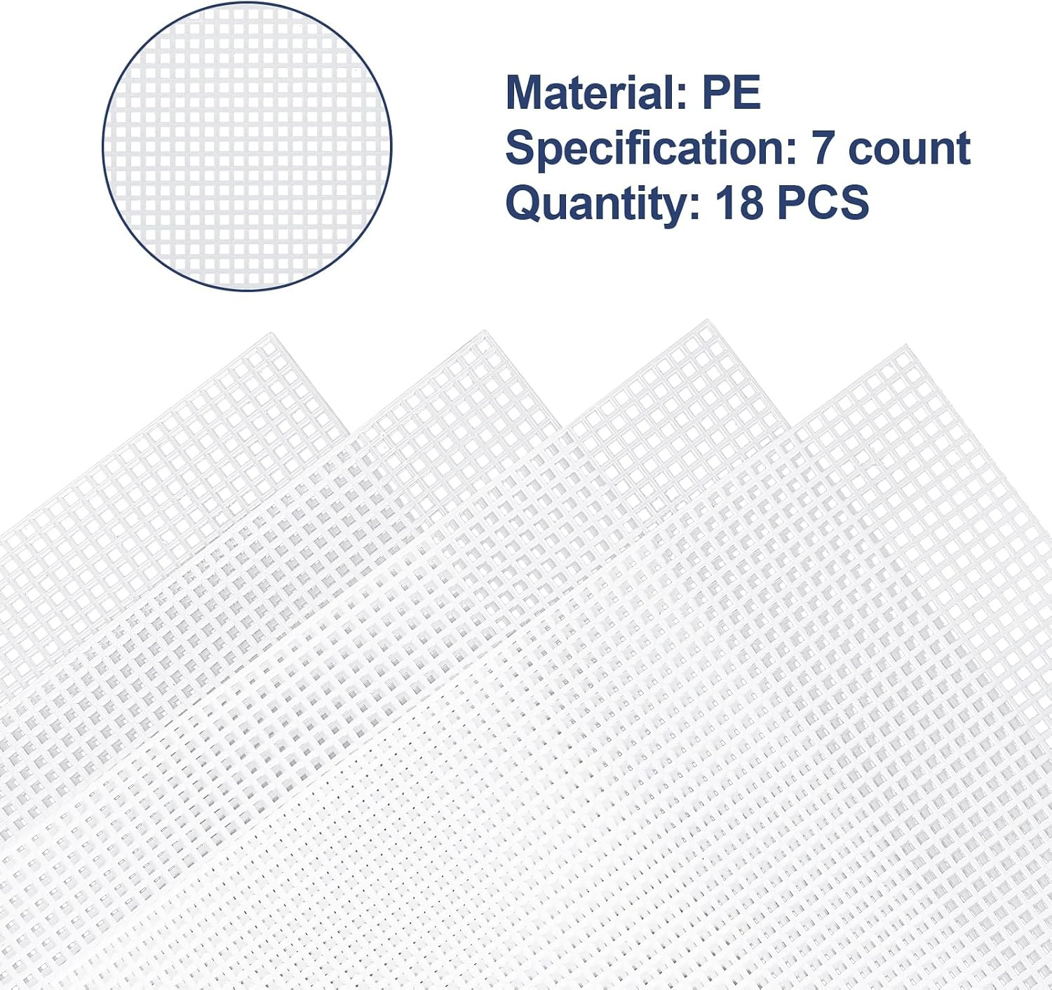 Caydo 2 Pieces 7 Count Plastic Mesh Canvas Sheets for Embroidery, Acrylic Yarn Crafting, Knit Crochet Projects and Make Aquarium Dividers (10.5 X 13.5 Inch)(Clear White – 18pcs)