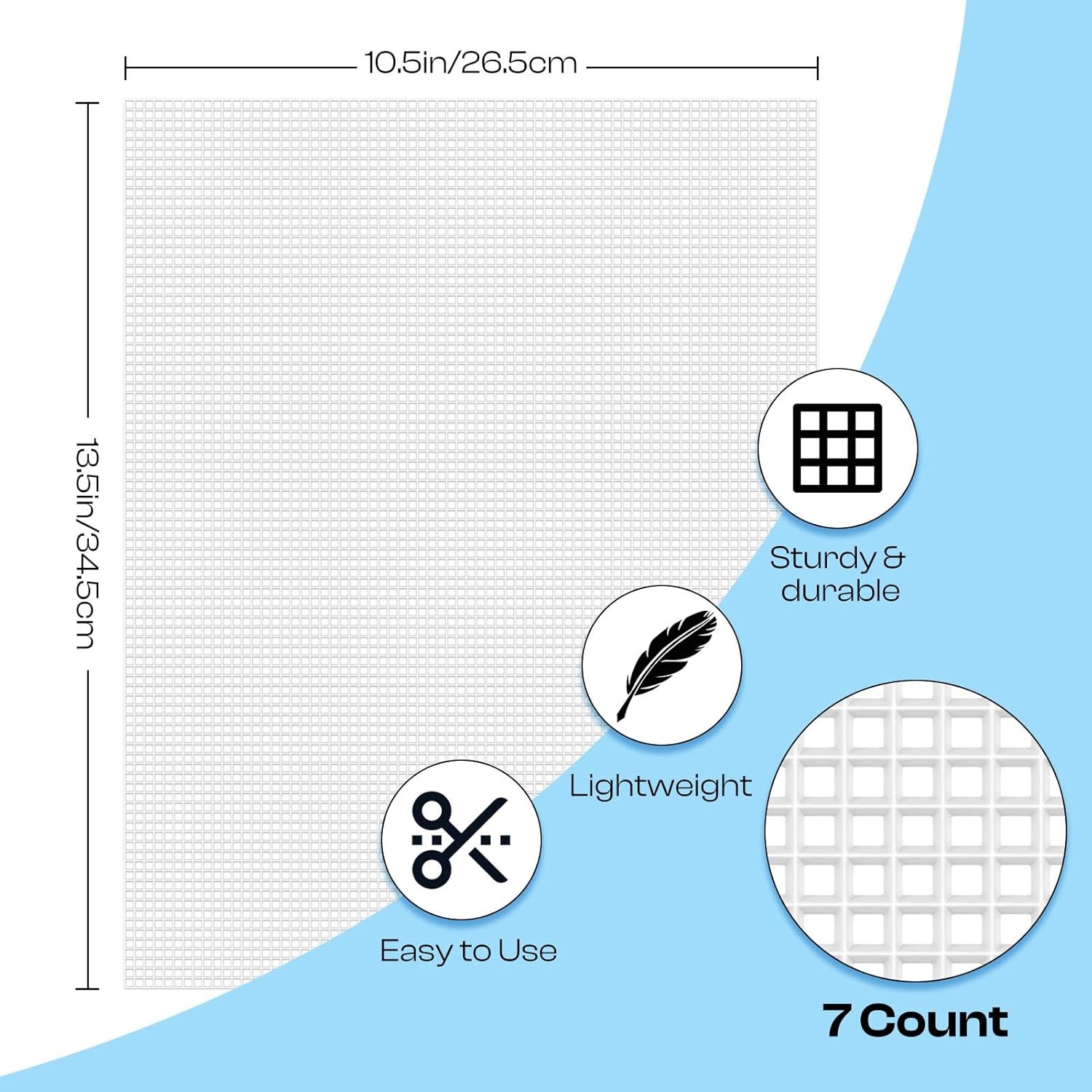 Caydo 2 Pieces 7 Count Plastic Mesh Canvas Sheets for Embroidery, Acrylic Yarn Crafting, Knit Crochet Projects and Make Aquarium Dividers (10.5 X 13.5 Inch)(Clear White – 16pcs)