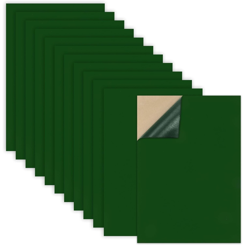 Caydo 12PCS White Self Adhesive Felt Sheets, Soft Velvet White Felt Sheets with Adhesive Backing for DIY Projects,Jewelry Box and Drawer Liner and Holiday Decorations (A4 Size)(Green)
