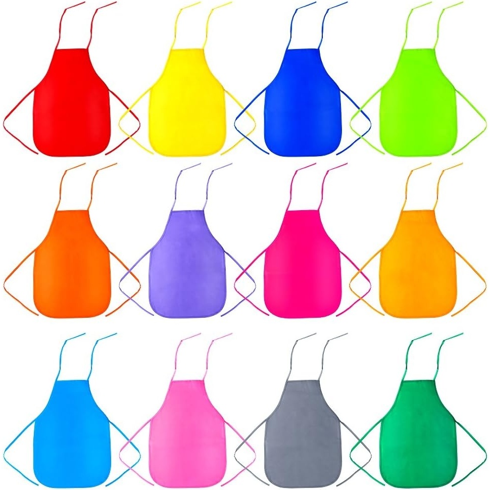 Caydo 12 Pieces 12 Colors Children’s Artists Fabric Aprons for Kitchen, Classroom, Community Event, Crafts and Art Painting Activity