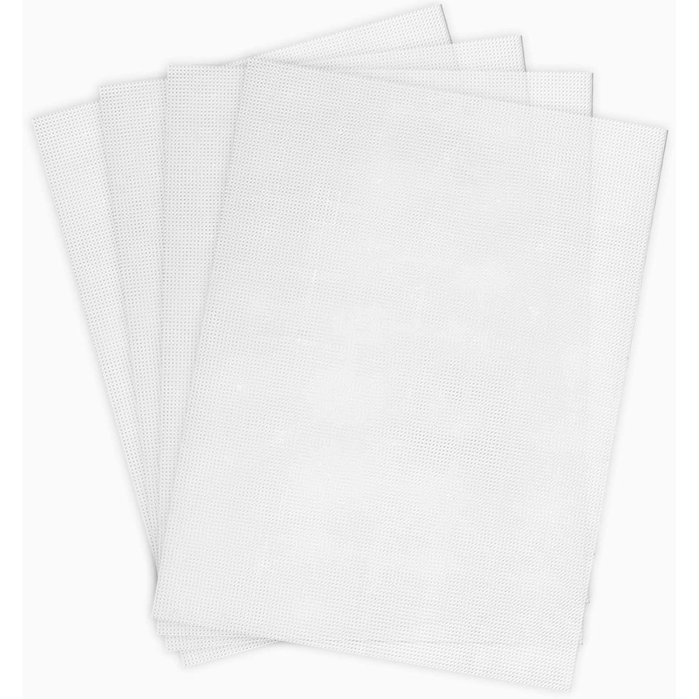Caydo 4 Pieces 14 Count Plastic Mesh Canvas 14 CT Plastic Aida for Cross Stitch, Making Jewelry Organizer and 3D Models (8 x 11 Inch)(Clear White)