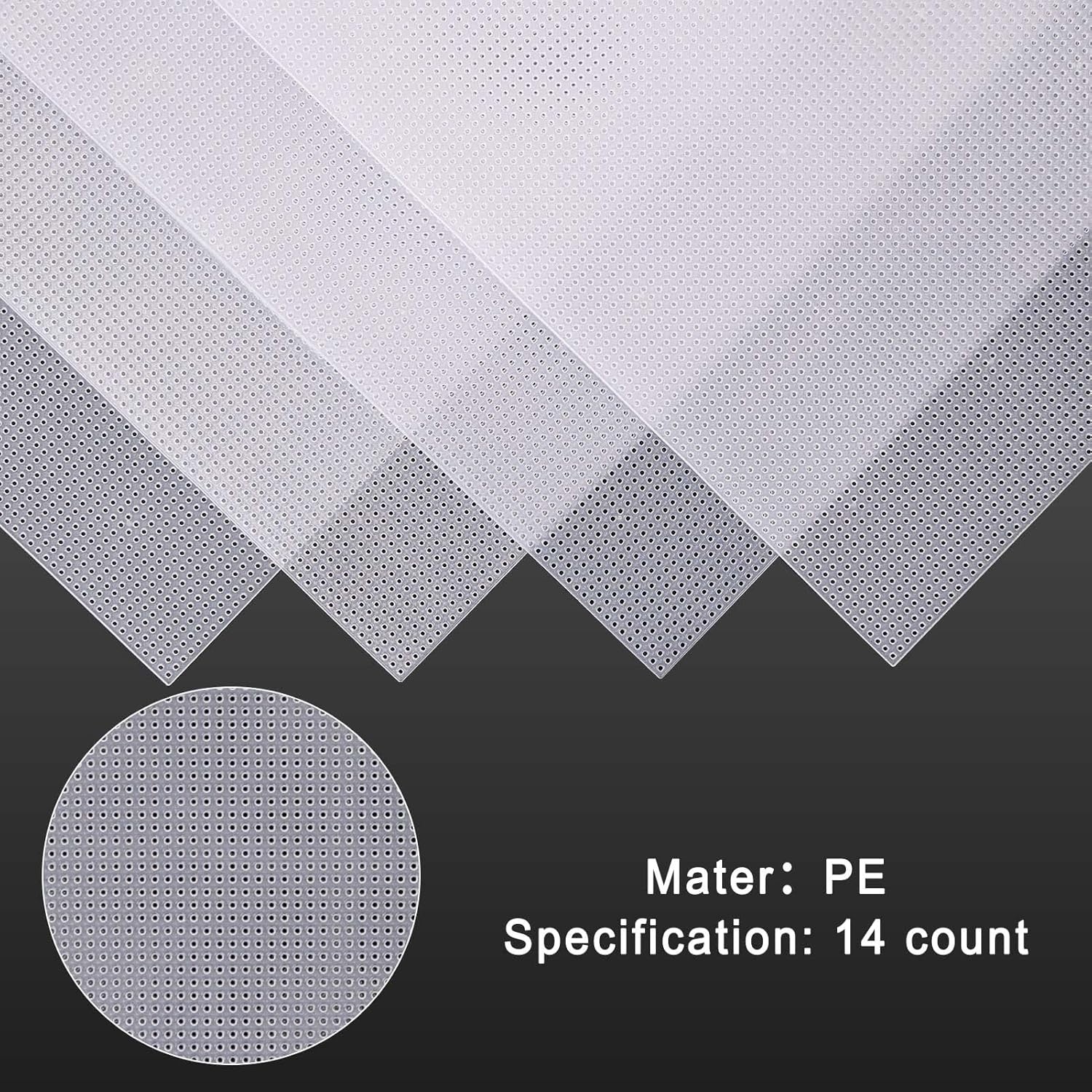 Caydo 4 Pieces 14 Count Plastic Mesh Canvas 14 CT Plastic Aida for Cross Stitch, Making Jewelry Organizer and 3D Models (8 x 11 Inch)(Clear White)