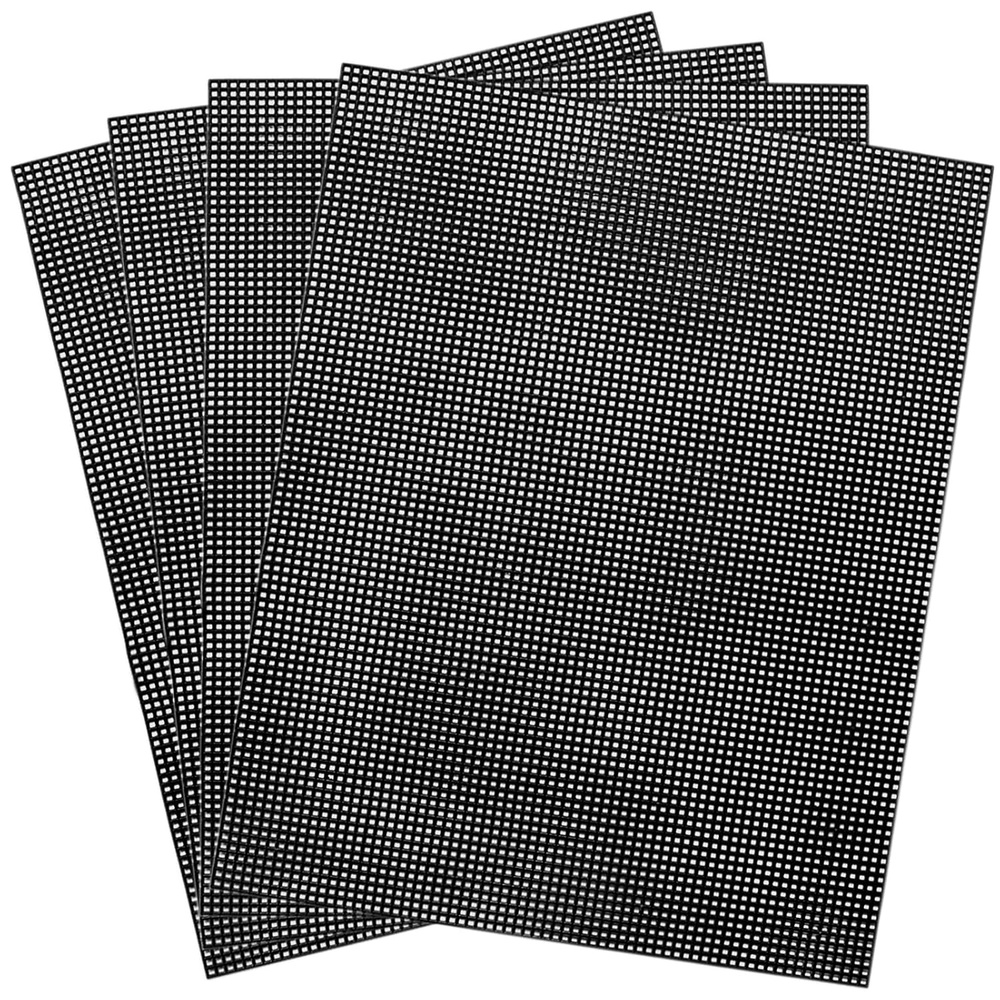 Caydo 4 Pieces 7 Count Black Plastic Mesh Canvas Sheets for Embroidery, Acrylic Yarn Crafting, Knit Crochet Projects and Make Aquarium Dividers (10.5 x 13.5 Inch)