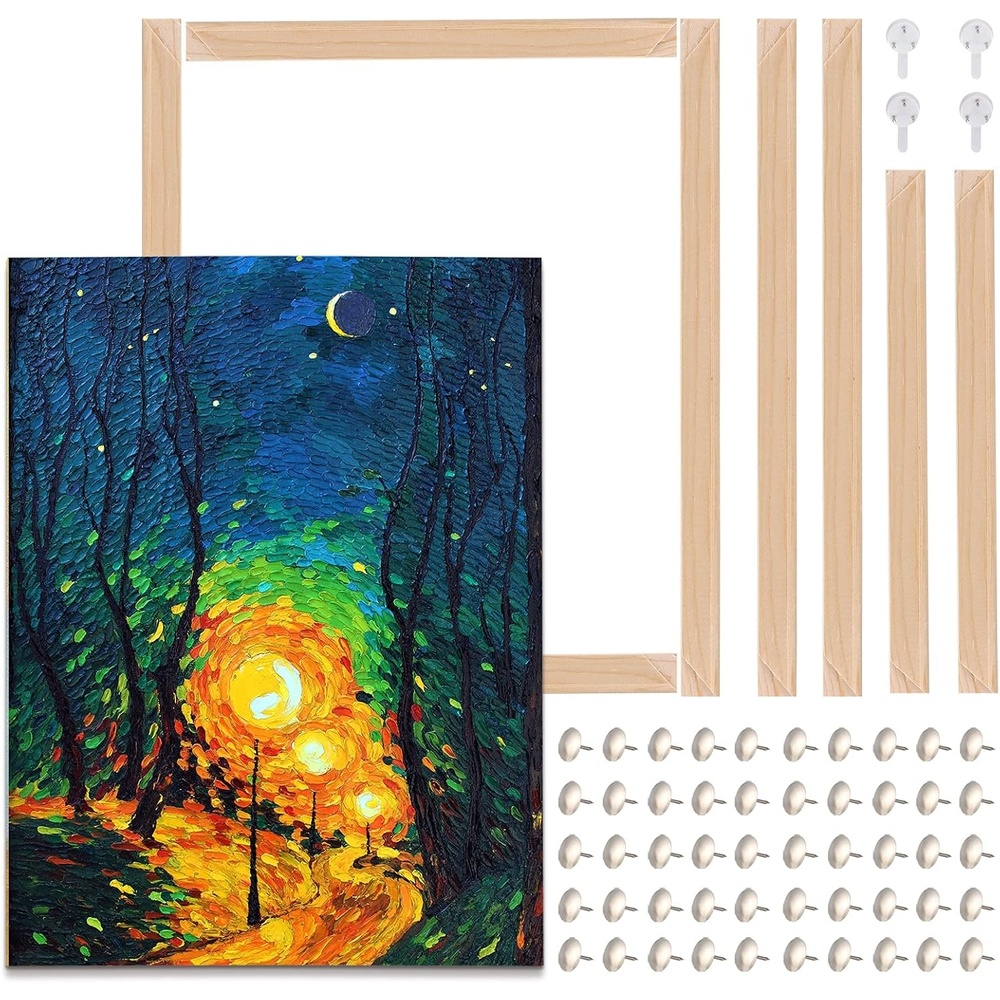 Caydo 2 Pack Canvas Stretcher Bars Kit, 12×16 Inch Removable Canvas Wooden Frames for Prints, Oil Paintings, Paint by Numbers & Poster