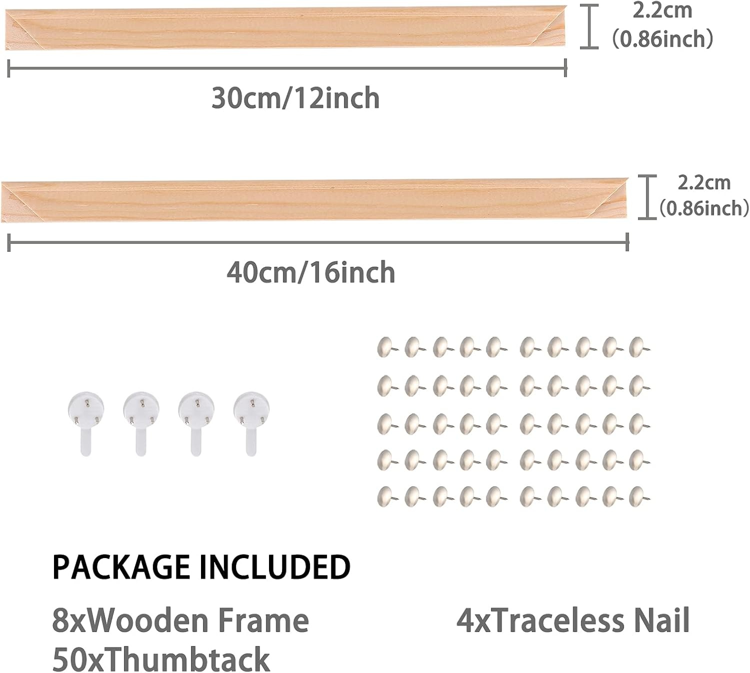 Caydo 2 Pack Canvas Stretcher Bars Kit, 12×16 Inch Removable Canvas Wooden Frames for Prints, Oil Paintings, Paint by Numbers & Poster