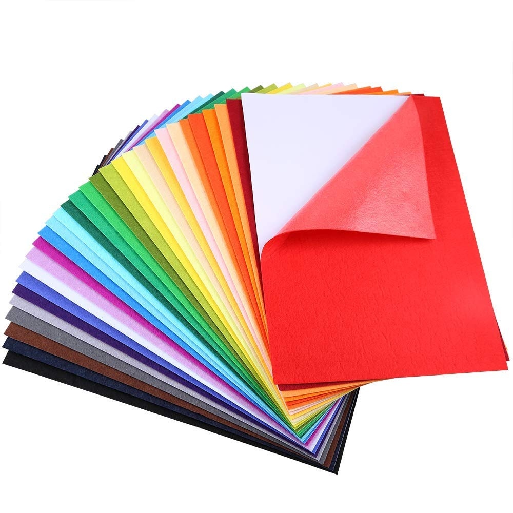 Caydo 30 Pcs 8″ x 12″ Adhesive Backed Felt Fabric Sheets, Assorted Color Christmas Felt Sheet for Sewing DIY Craft and Christmas Decorations