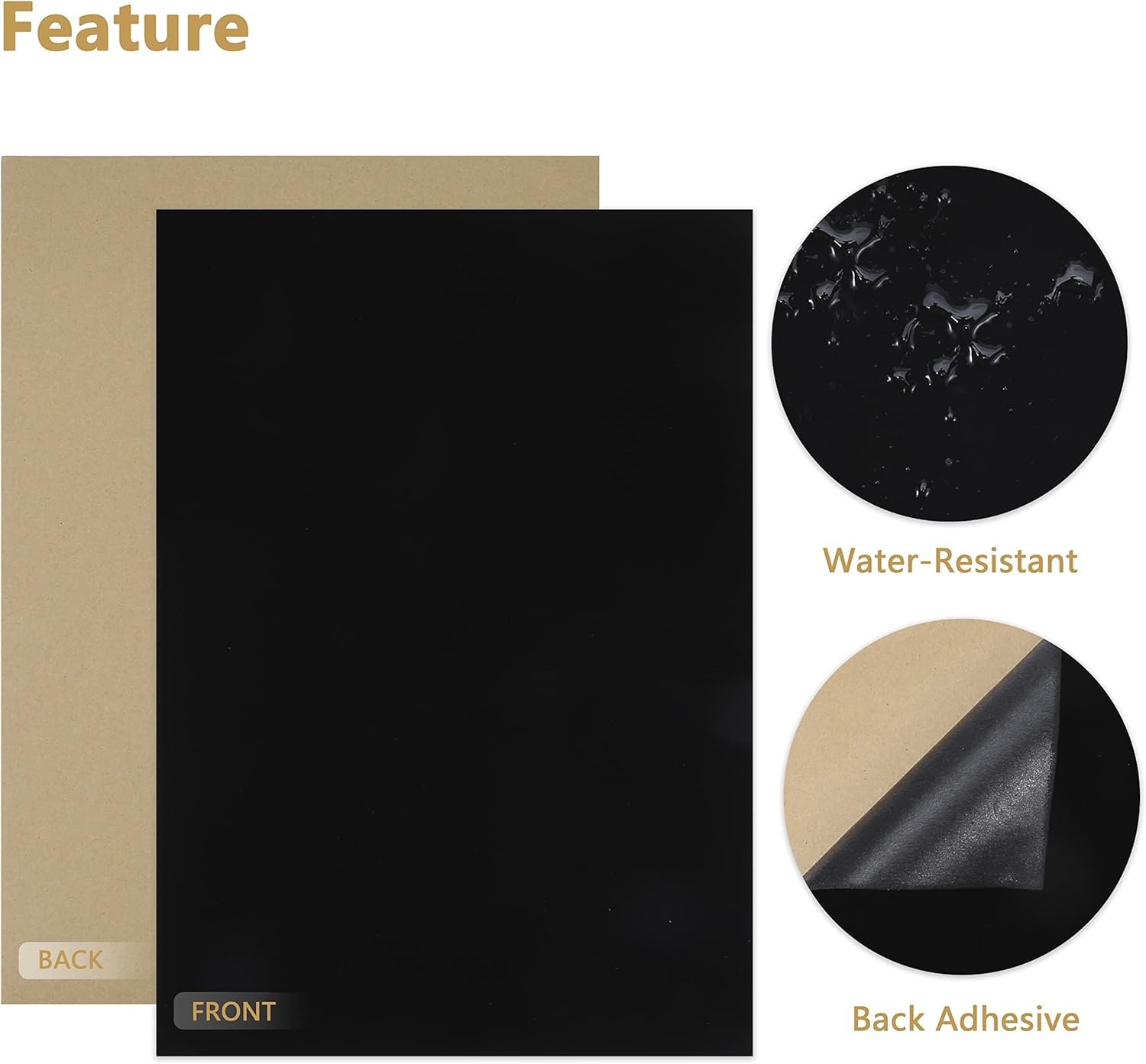 Caydo 12PCS Black Self Adhesive Felt Sheets, Soft Velvet Sticky Back Felt for Jewelry Box and Drawer Liner, Art and Craft Making(A4 Size)(Black)