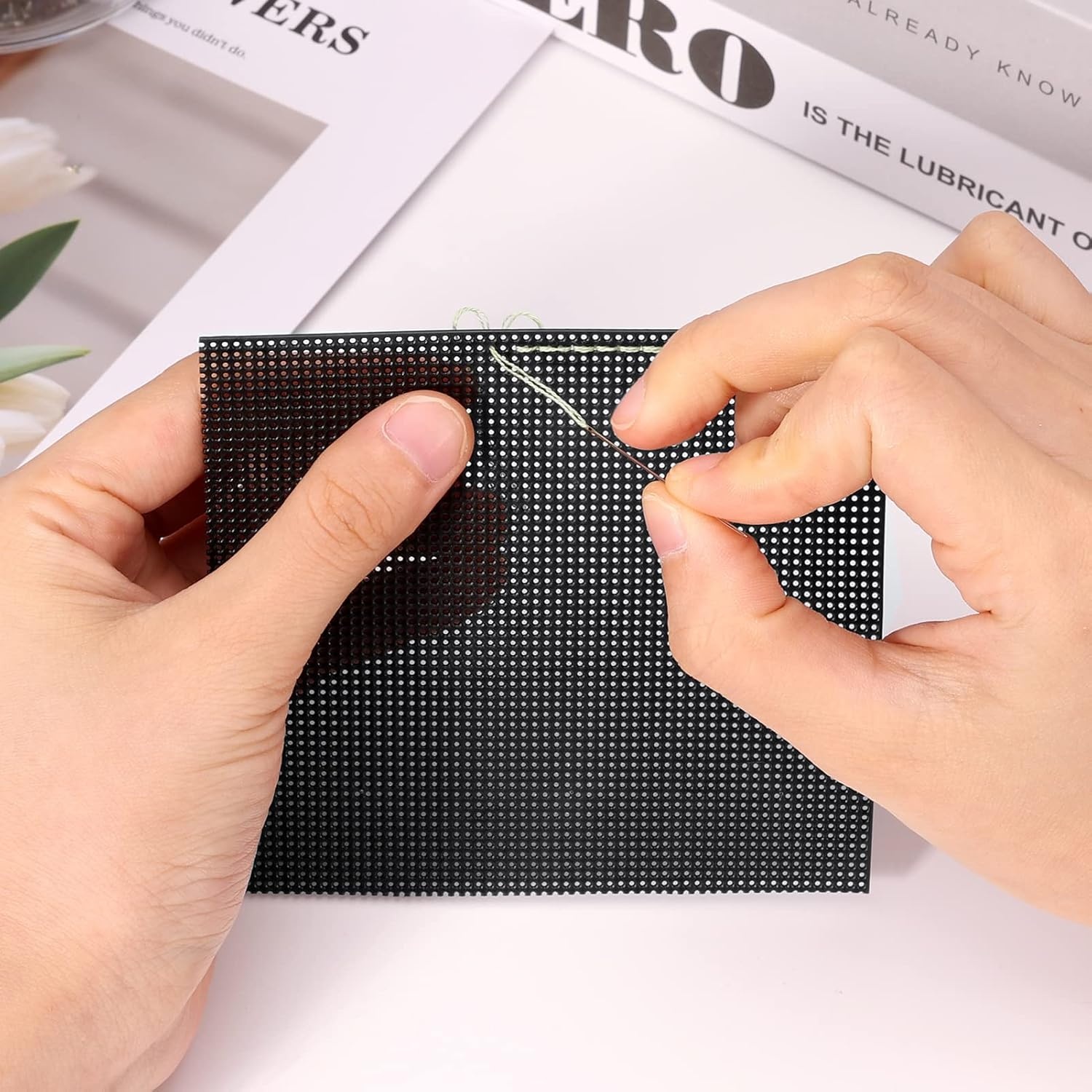 Caydo 4 Pieces 14 Count Plastic Mesh Canvas Sheet 14 CT Plastic Aida for Cross Stitch, Making Jewelry Organizer and 3D Models (11 inch x 8 Inch)