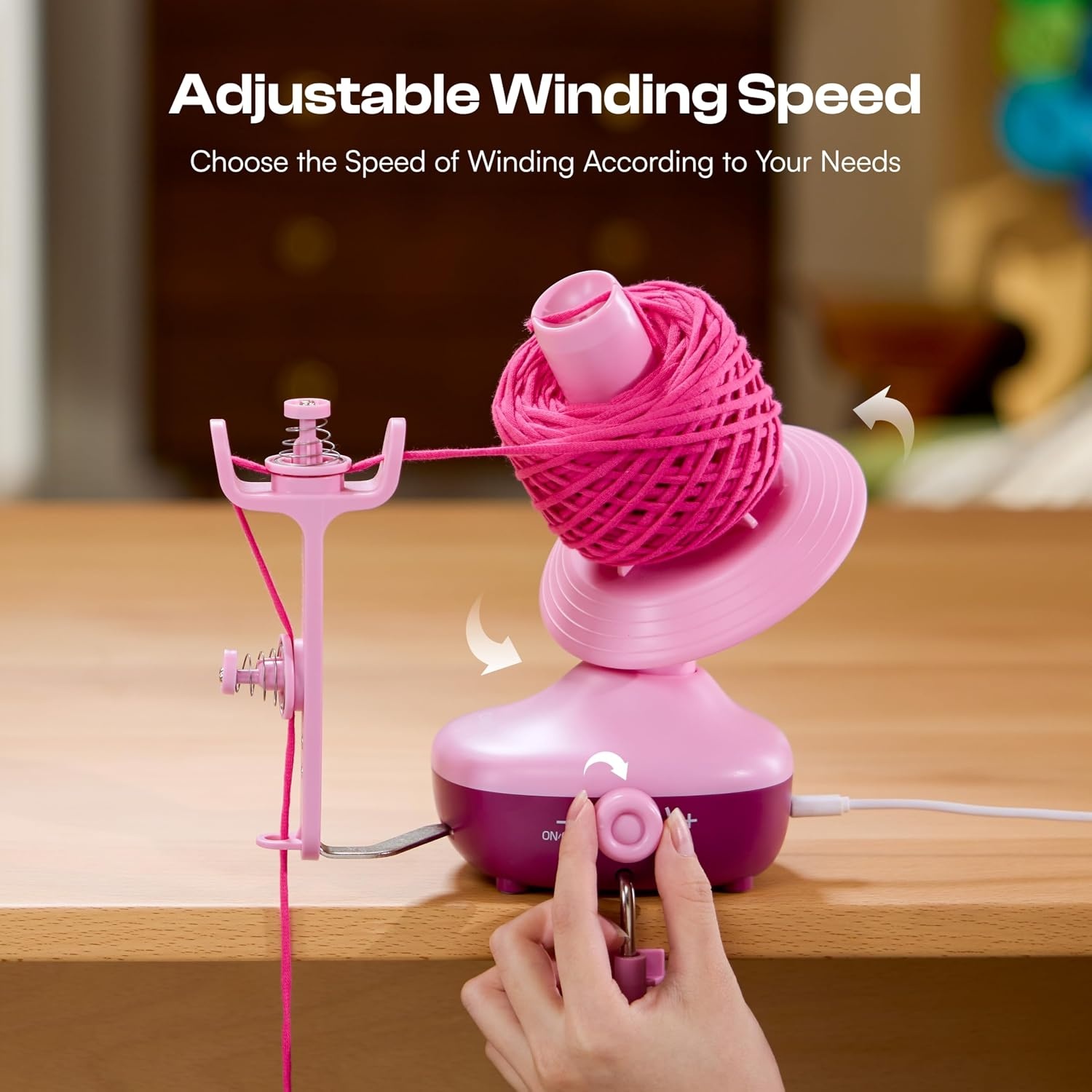 Caydo Electric Yarn Winder, Automatic Yarn Cake Winder with Dual Tension Spring Stepless Speed, Compact 7oz Portable Yarn Winder for Crocheting, Ideal Gift for Crochet & Knitting Lovers(Light Purple)(Purple)
