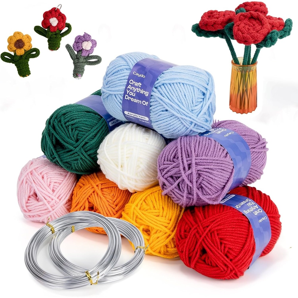 Caydo i Cord Christmas Decoration Making Kit with 24 Patterns for Beginners(Craft Wire Yarn Kit)