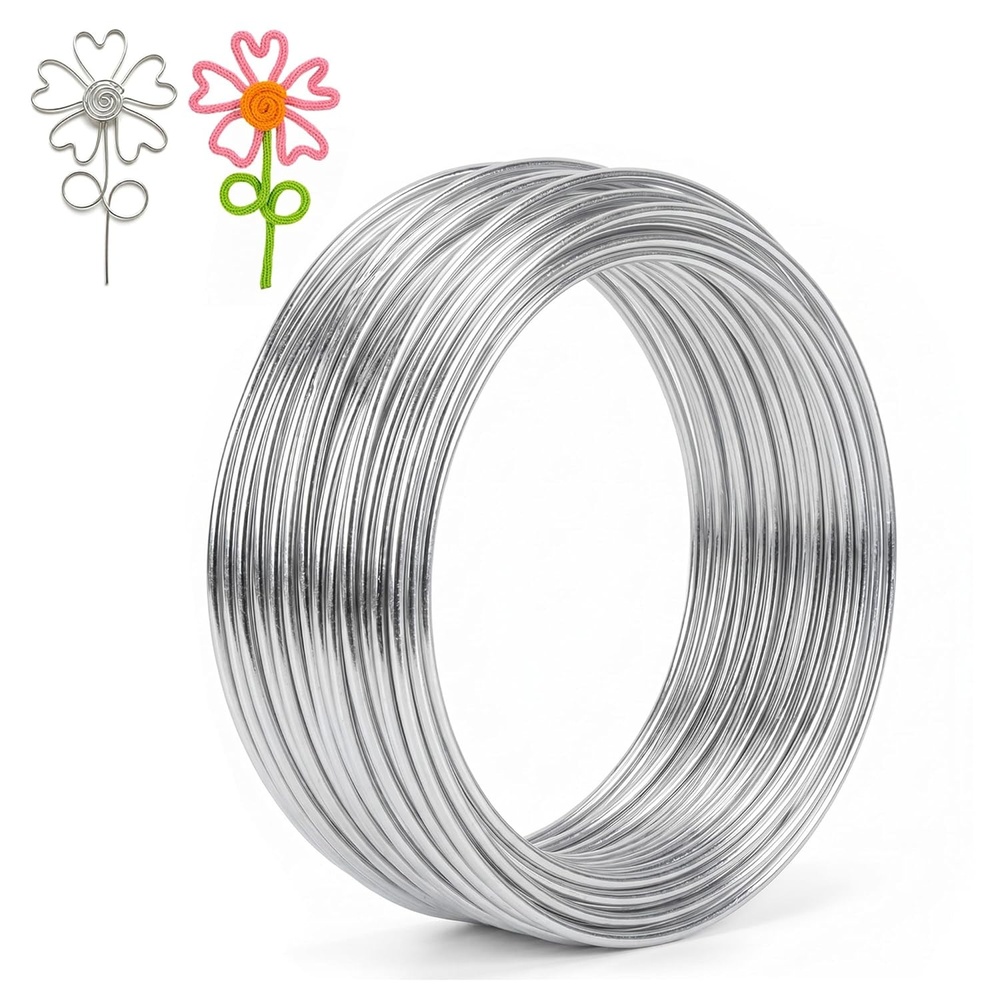 Aluminum Craft Wire 3mm, 10M(33Ft) Total Silver Bendable Armature Wire for DIY Handicrafts Decoration with Yarn iCords, Sculpting Jewelry Making Doll Armature Bonsai Modeling(1)