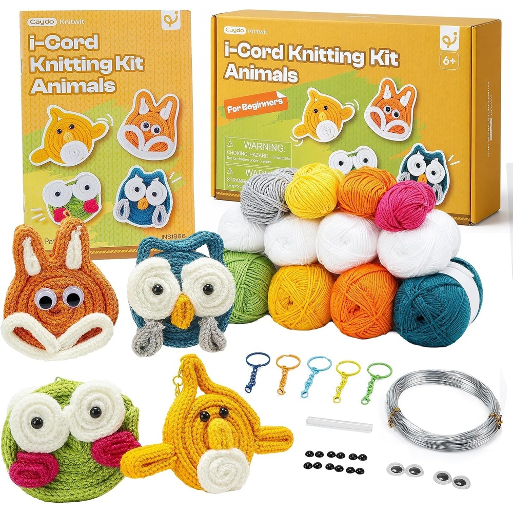 Caydo i Cord Christmas Decoration Making Kit with 24 Patterns for Beginners(4Pcs iCord Animals)