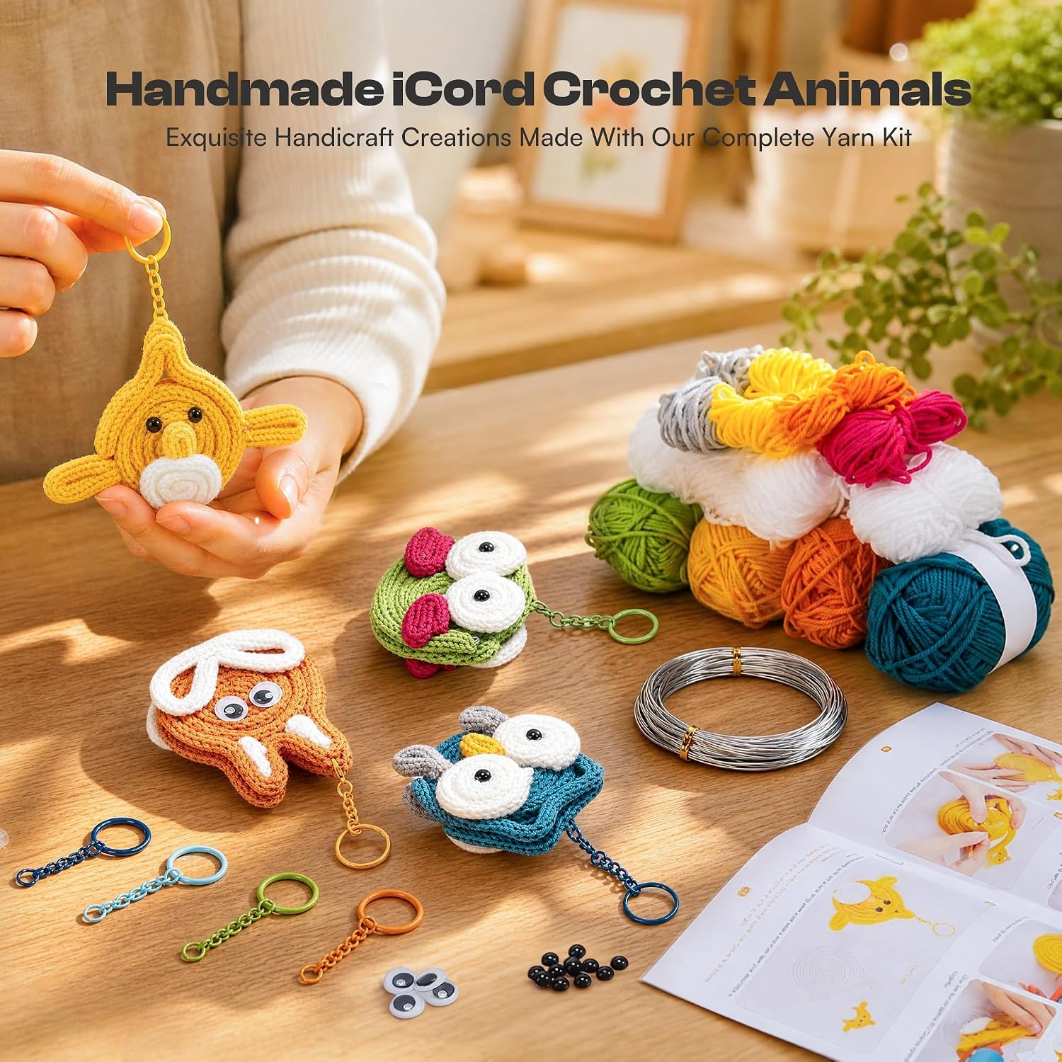 Caydo i Cord Christmas Decoration Making Kit with 24 Patterns for Beginners(4Pcs iCord Animals)
