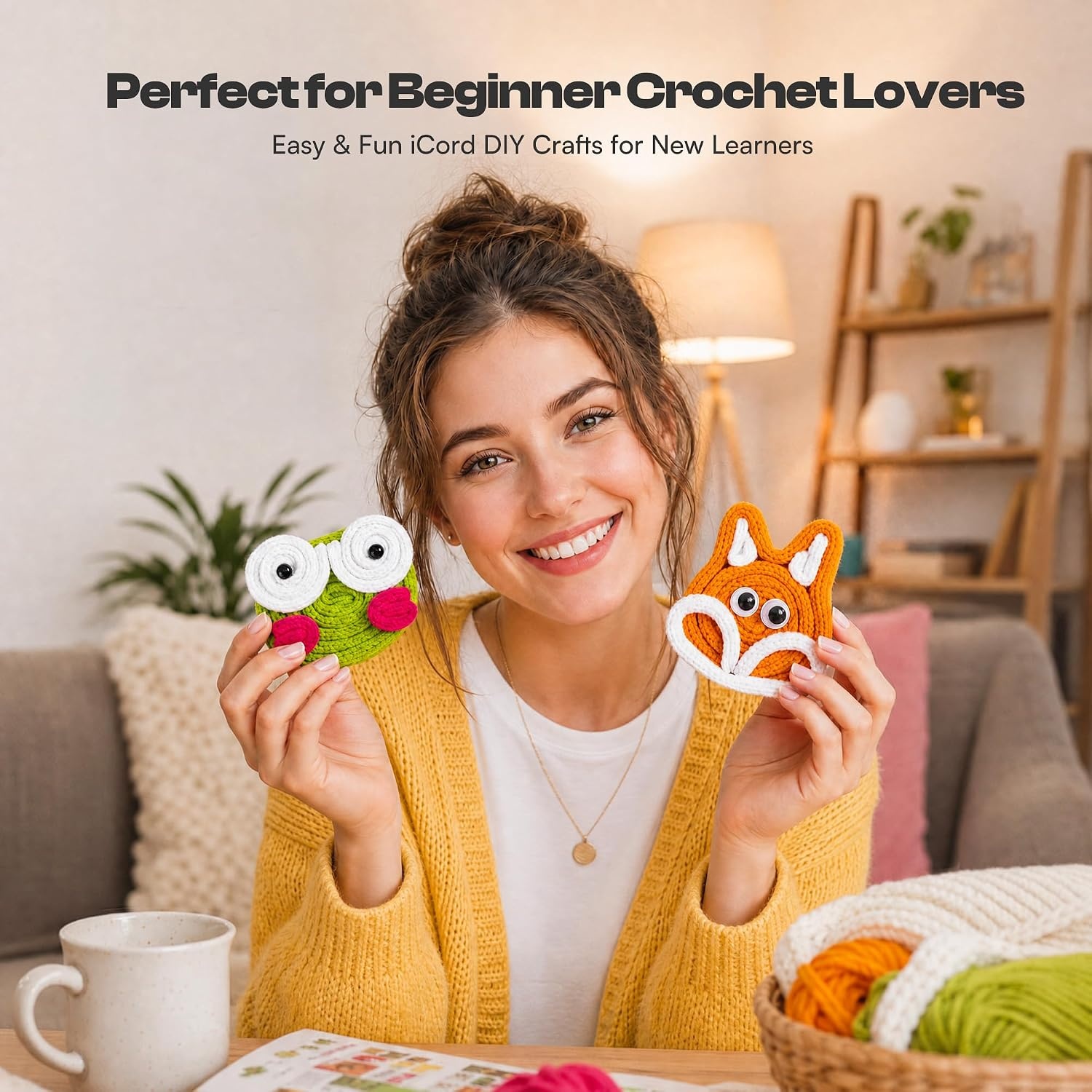 Caydo i Cord Christmas Decoration Making Kit with 24 Patterns for Beginners(4Pcs iCord Animals)
