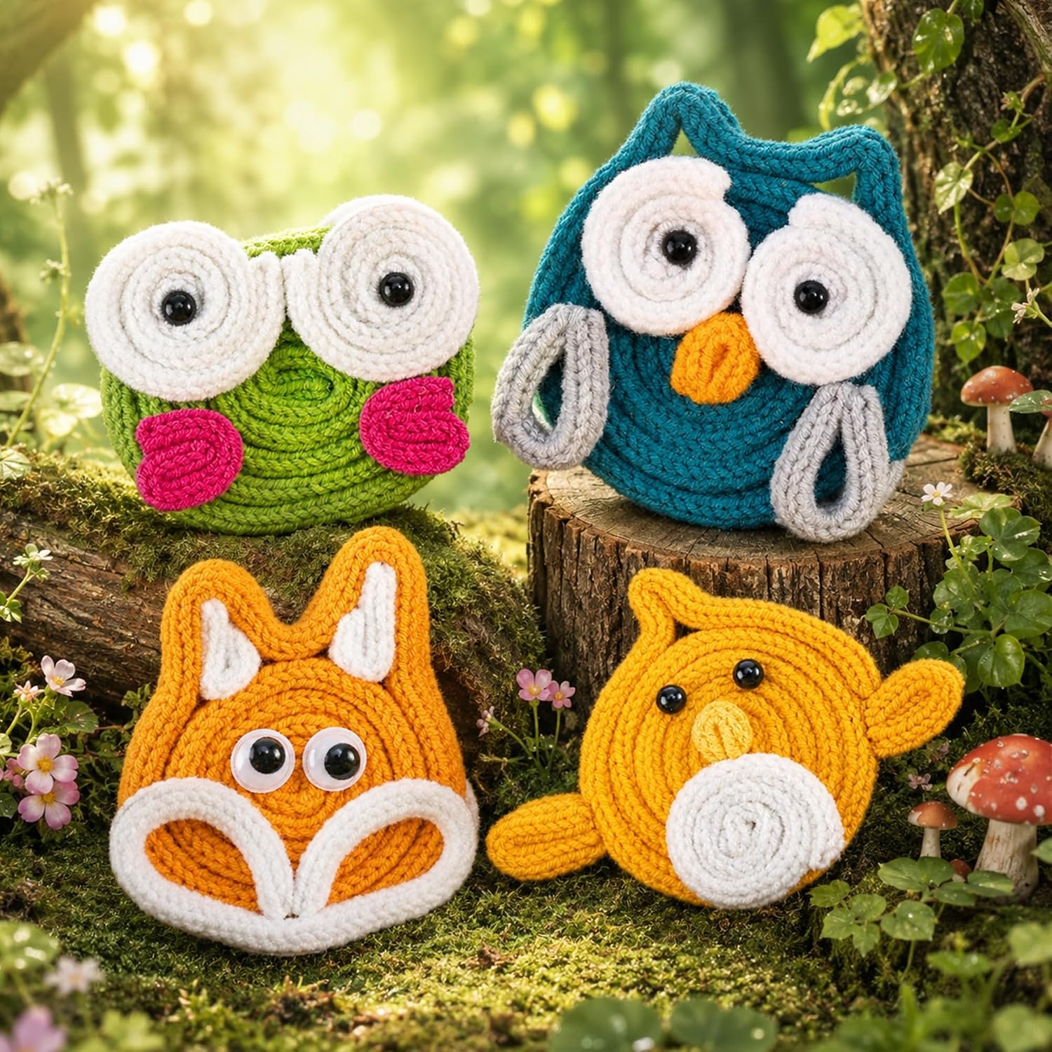 Caydo i Cord Christmas Decoration Making Kit with 24 Patterns for Beginners(4Pcs iCord Animals)