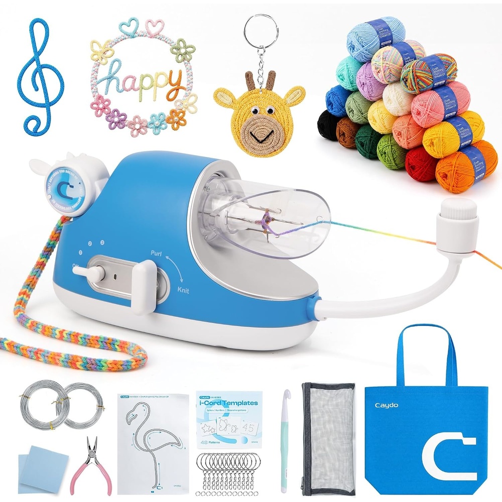 Caydo Automatic i Cord Knitting Machine Pro Starter Kit for Beginners, Blue