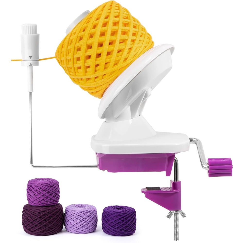 Caydo A1 Max Electric Yarn Winder, 10oz Large Automatic Ball Winder for Crocheting, Dual-Spring Strong Tension Stepless Speed Yarn Cake Spinner, Ideal Mother’s Day Present for Crochet Lovers(Blue)(Purple Manual)