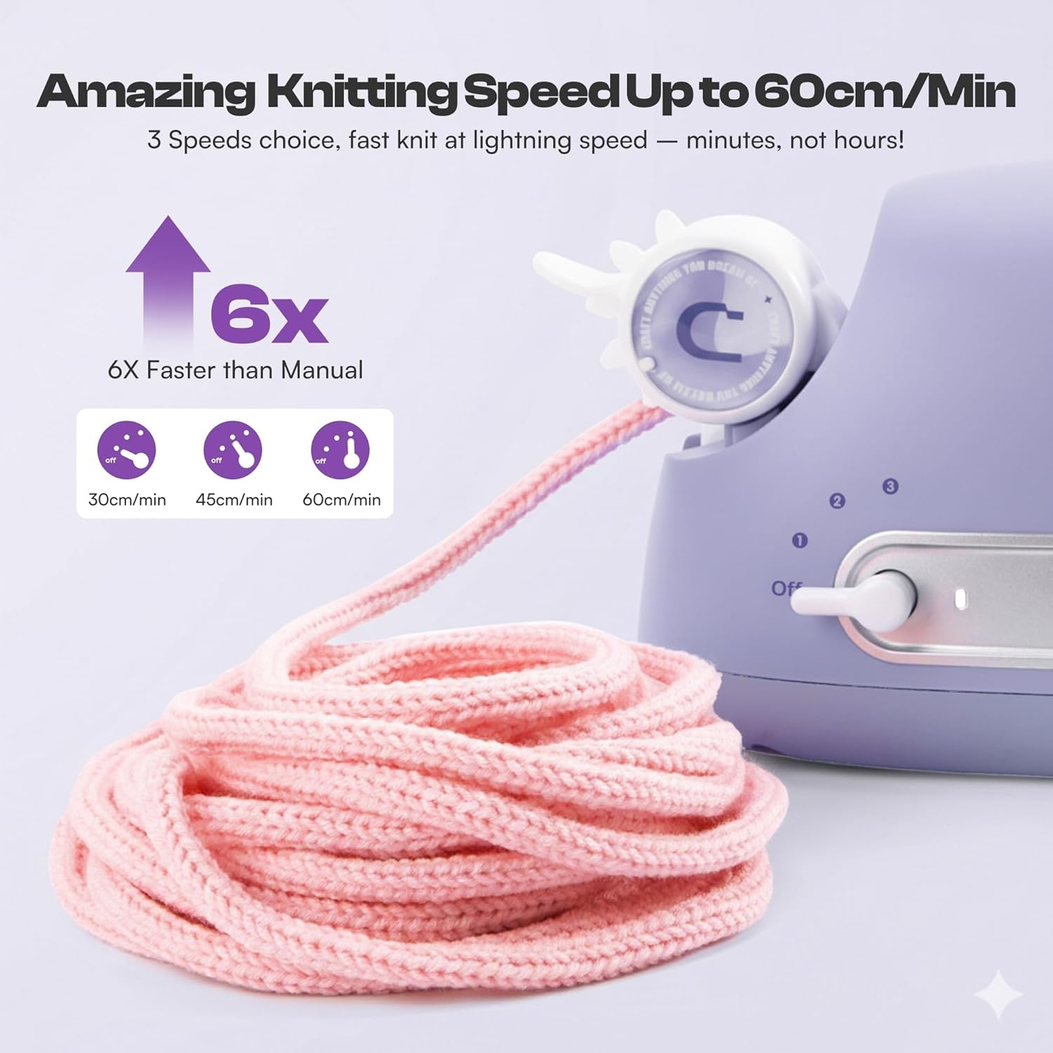 Caydo Automatic i Cord Knitting Machine Pro&Aluminum Craft Wire and Acrylic Yarn Skeins Kit, Electric iCord Knitter for Fast DIY Handmade Crafts