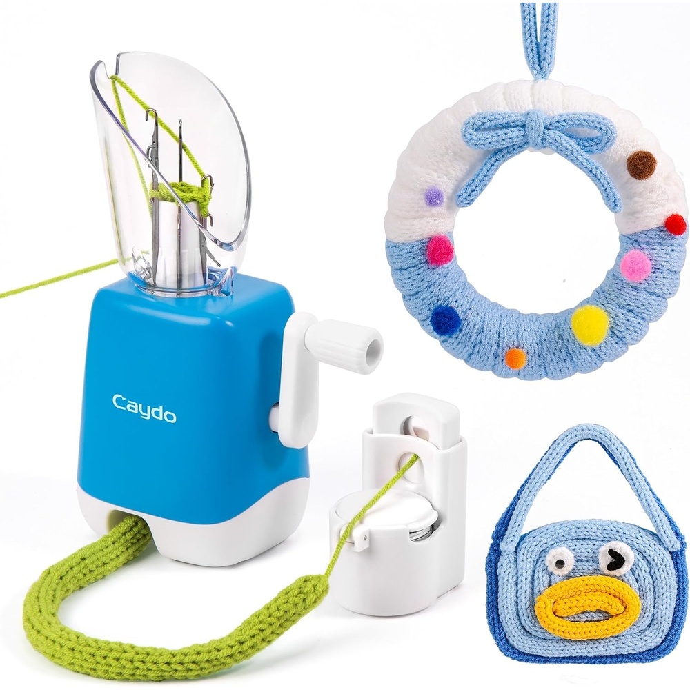 F1 Lite iCord Knitting Machine, High Efficiency Handheld Manual i-Cord Maker with Wider Yarn Compatibility, Portable DIY Bead i-Cord Knitting Craft Tool, Ideal Gift for Crochet Beginners & Enthusiasts(6 Needles)