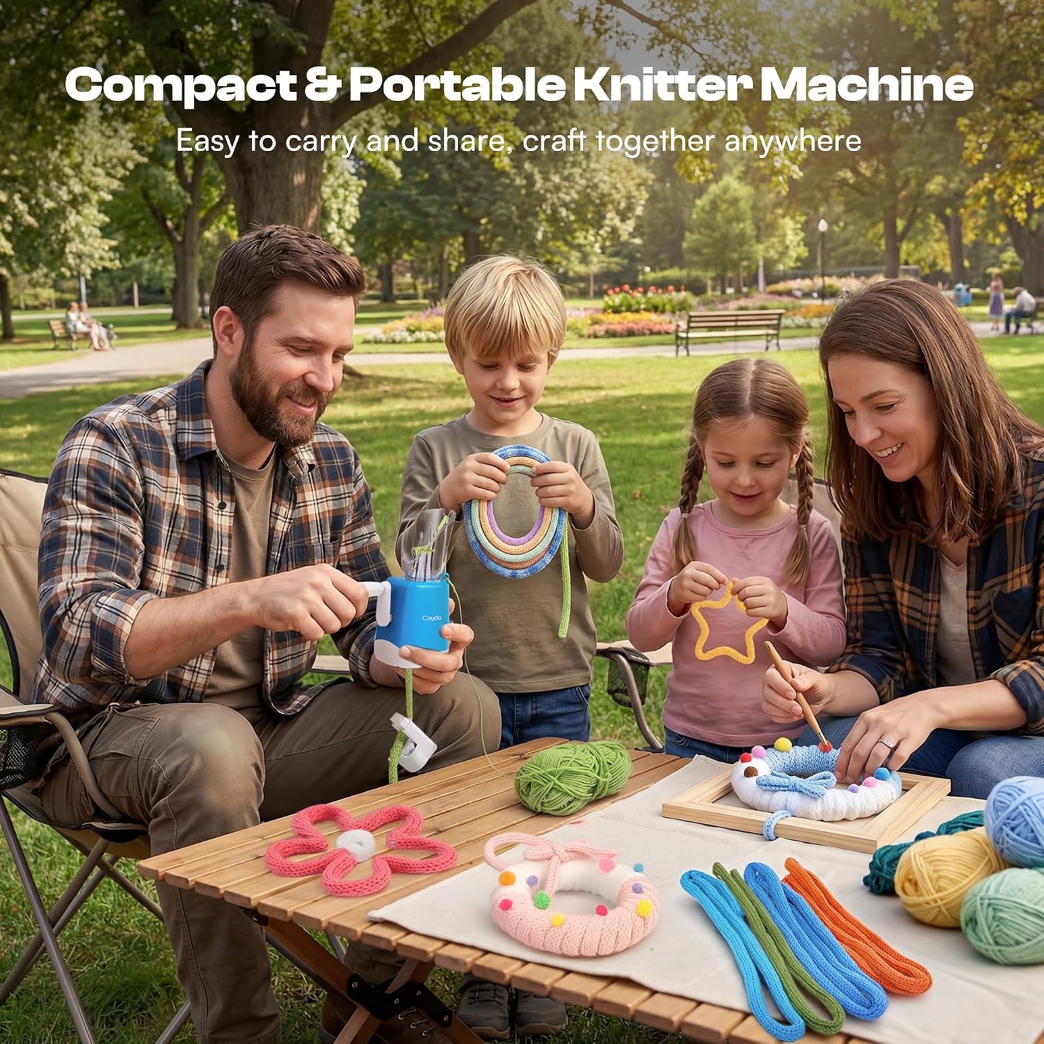 F1 Lite iCord Knitting Machine, High Efficiency Handheld Manual i-Cord Maker with Wider Yarn Compatibility, Portable DIY Bead i-Cord Knitting Craft Tool, Ideal Gift for Crochet Beginners & Enthusiasts(6 Needles)