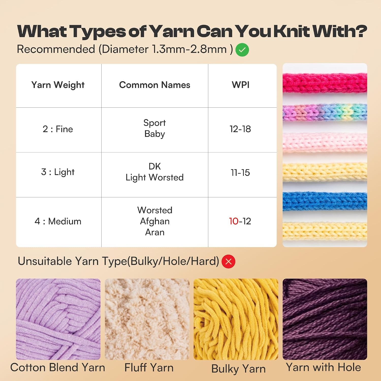 F1 Lite iCord Knitting Machine, High Efficiency Handheld Manual i-Cord Maker with Wider Yarn Compatibility, Portable DIY Bead i-Cord Knitting Craft Tool, Ideal Gift for Crochet Beginners & Enthusiasts(6 Needles)