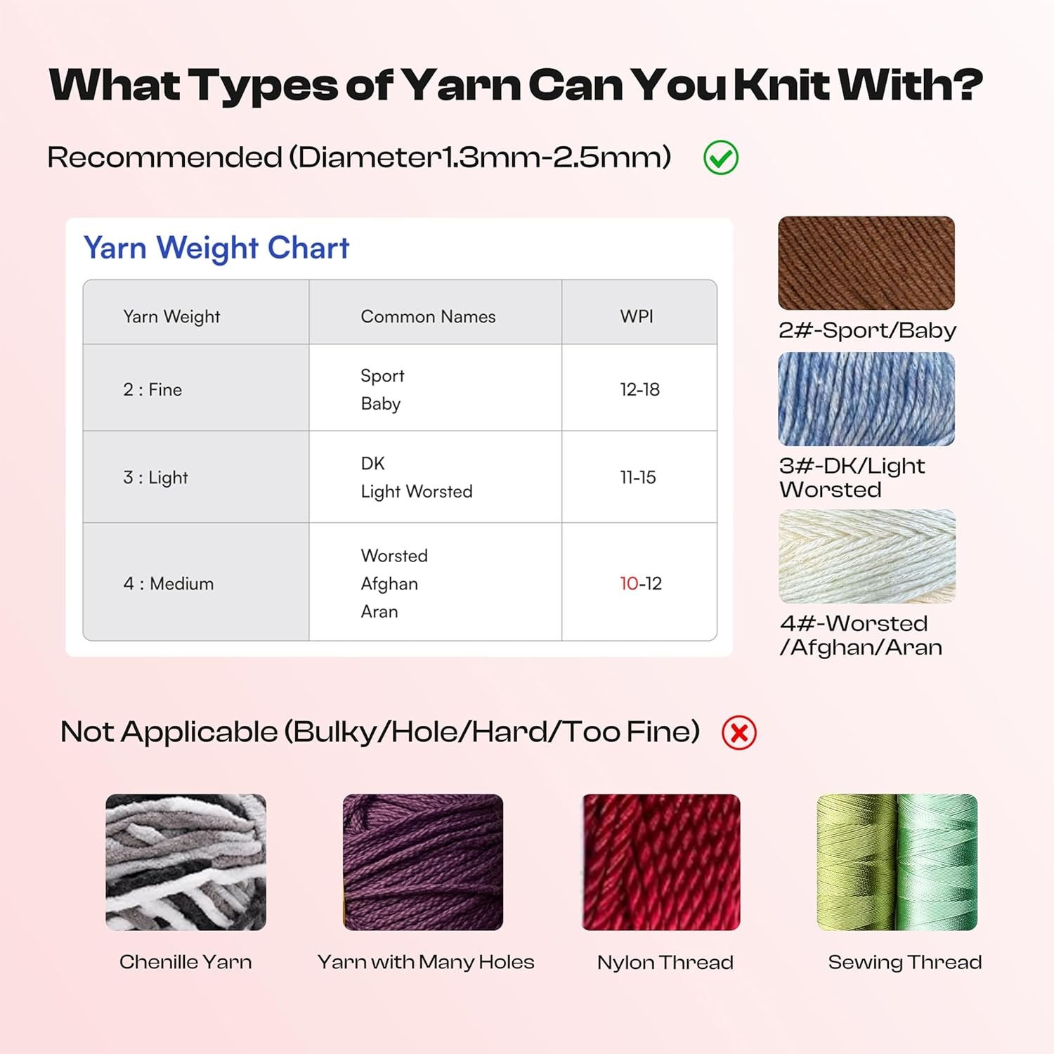 Caydo i Cord Knitting Machine, Electric iCord Maker Tool with Adequate Tension, i-Cord Knitter Machine, Automatic Knitting Yarns to i-Cords, Efficiently DIY Knitting Machine for Crocheters(Patented)(Pink)