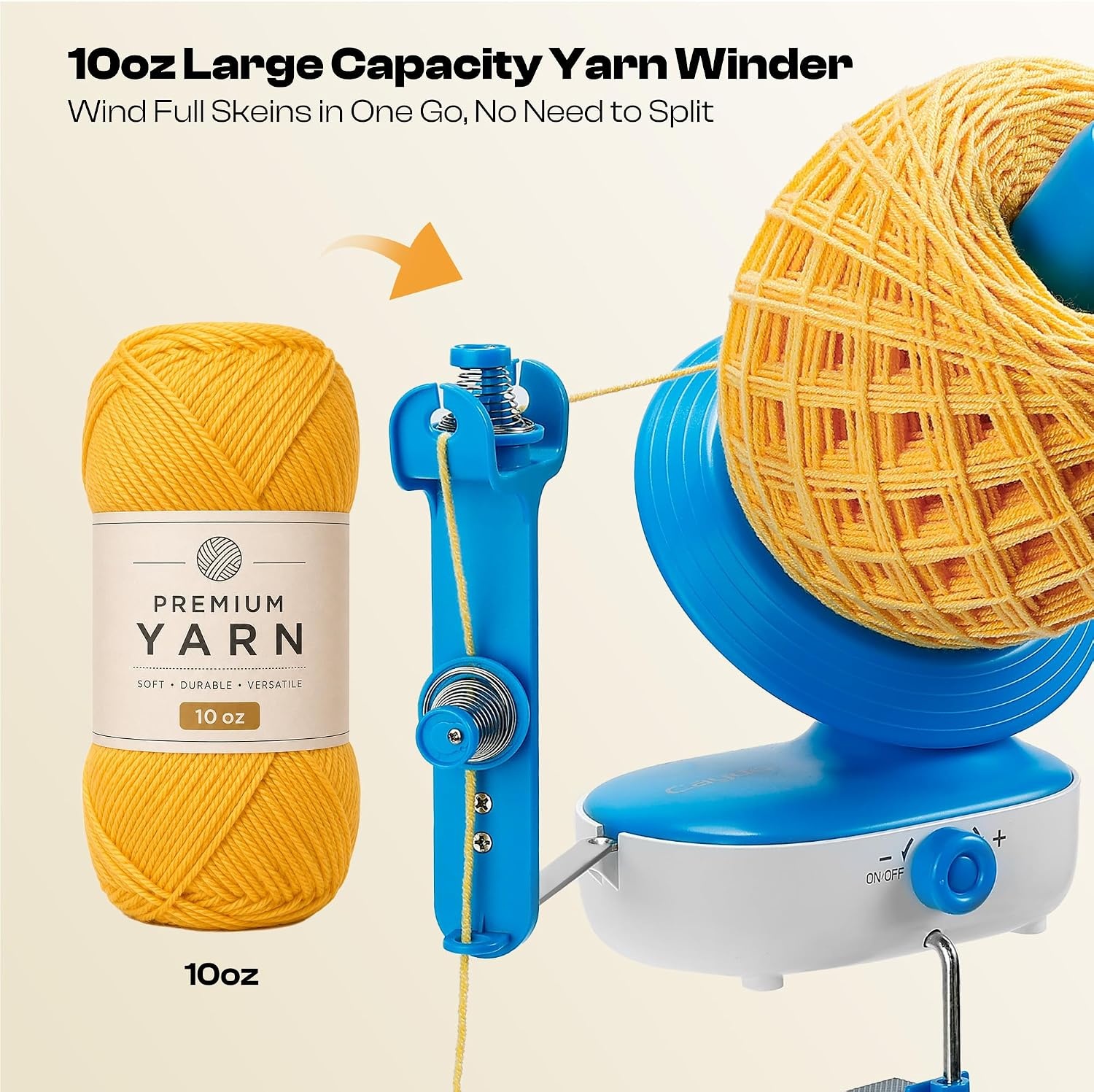 Caydo A1 Max Electric Yarn Winder, 10oz Large Automatic Ball Winder for Crocheting, Dual-Spring Strong Tension Stepless Speed Yarn Cake Spinner, Ideal Mother’s Day Present for Crochet Lovers(Blue)(Blue Electric)