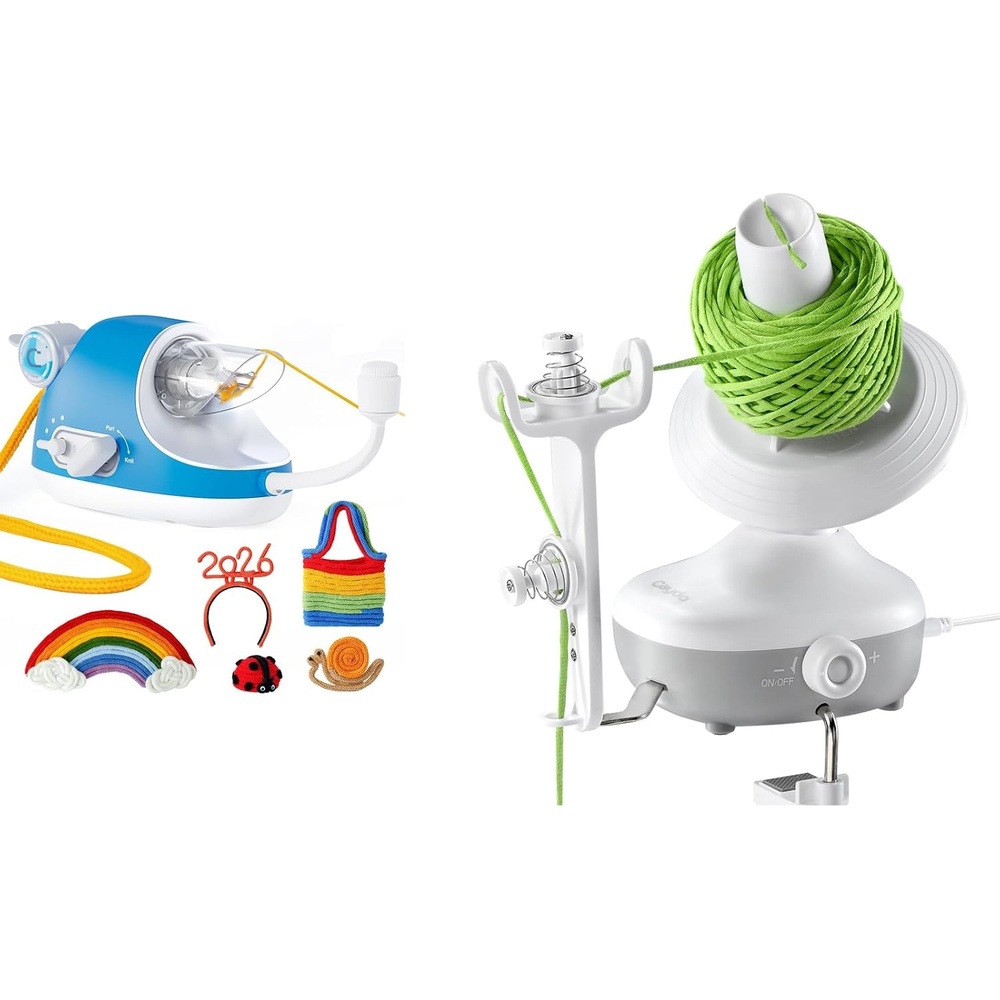 Caydo Automatic i Cord Knitting Machine Pro & Electric Yarn Winder for Crocheting, Automatic Yarn Cake Winder Compact 7oz Yarn Winder Portable Yarn Spinner, Ideal for Crochet Lovers