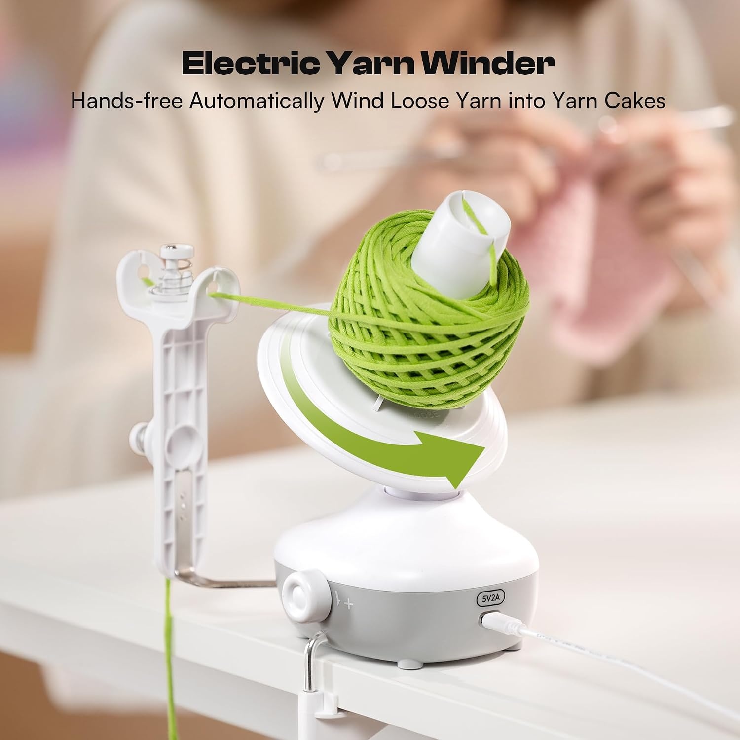 Caydo Automatic i Cord Knitting Machine Pro & Electric Yarn Winder for Crocheting, Automatic Yarn Cake Winder Compact 7oz Yarn Winder Portable Yarn Spinner, Ideal for Crochet Lovers