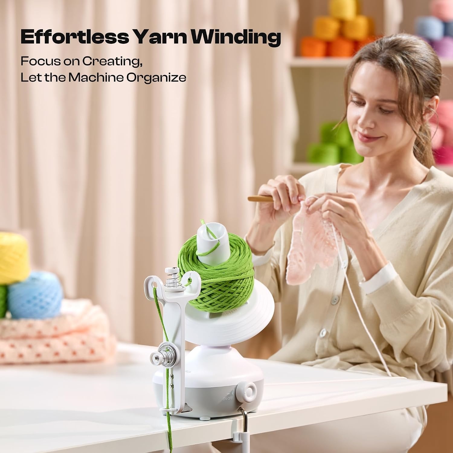 Caydo Automatic i Cord Knitting Machine Pro & Electric Yarn Winder for Crocheting, Automatic Yarn Cake Winder Compact 7oz Yarn Winder Portable Yarn Spinner, Ideal for Crochet Lovers