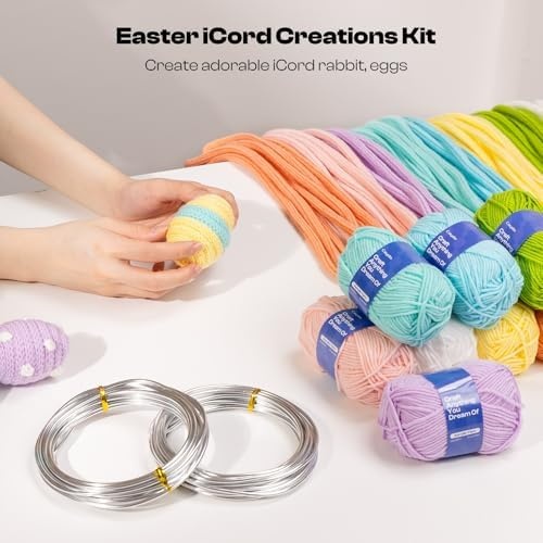 Caydo Aluminum Craft Wire and Acrylic Yarn Skeins & i Cord Knitting Machine – DIY Handicraft Making for Crocheters