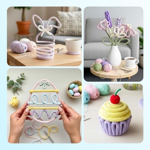 Caydo Aluminum Craft Wire and Acrylic Yarn Skeins & i Cord Knitting Machine – DIY Handicraft Making for Crocheters