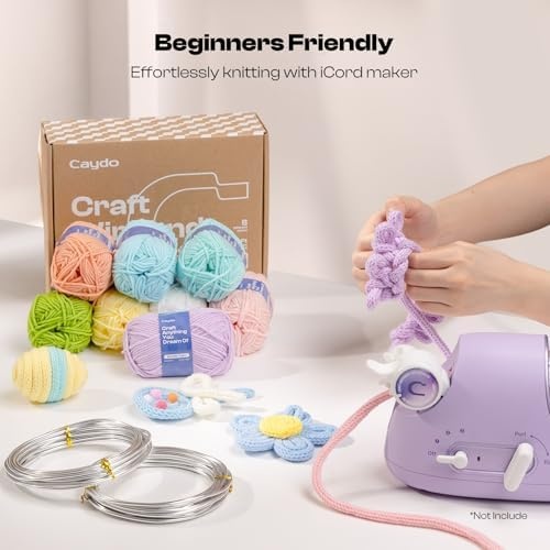 Caydo Aluminum Craft Wire and Acrylic Yarn Skeins & i Cord Knitting Machine – DIY Handicraft Making for Crocheters