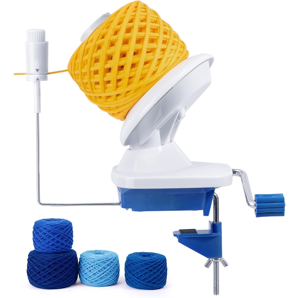 Caydo A1 Max Electric Yarn Winder, 10oz Large Automatic Ball Winder for Crocheting, Dual-Spring Strong Tension Stepless Speed Yarn Cake Spinner, Ideal Mother’s Day Present for Crochet Lovers(Blue)(Blue Manual)