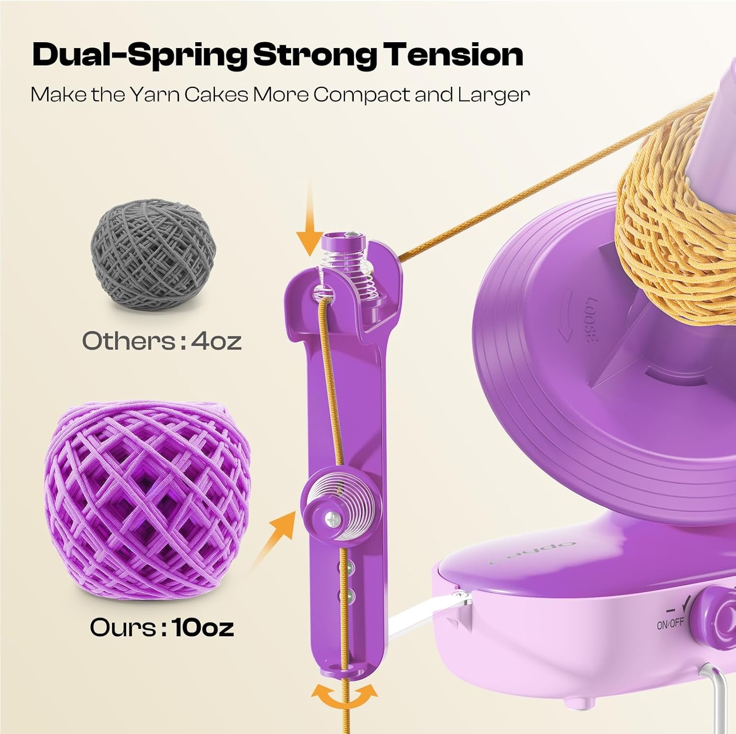 Caydo A1 Max Electric Yarn Winder, 10oz Large Automatic Ball Winder for Crocheting, Dual-Spring Strong Tension Stepless Speed Yarn Cake Spinner, Ideal Mother’s Day Present for Crochet Lovers(Blue)(Purple Electric)