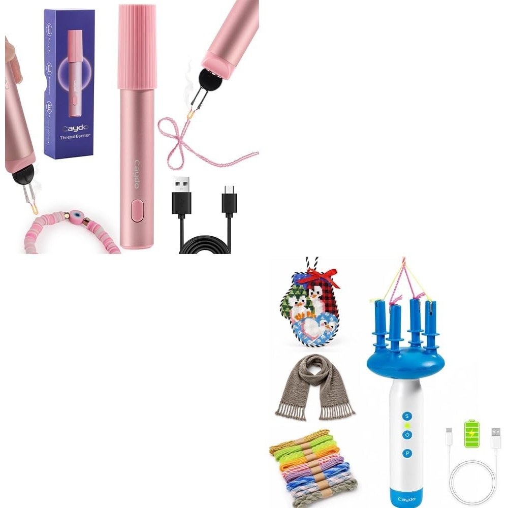 Caydo Rechargeable Thread Burner Tool + Caydo Cord Maker Fringe Twister Machine T1