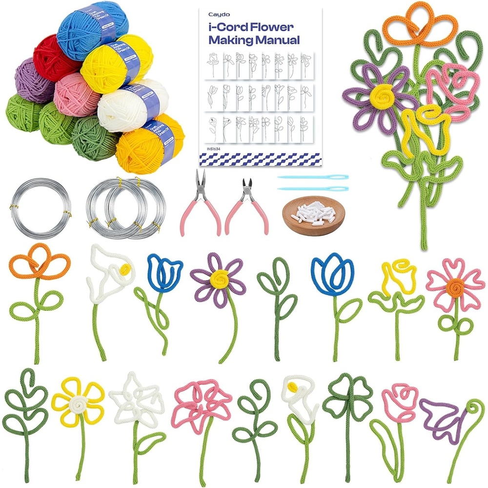 Caydo i Cord Christmas Decoration Making Kit with 24 Patterns for Beginners(Flower Pattern Kit)