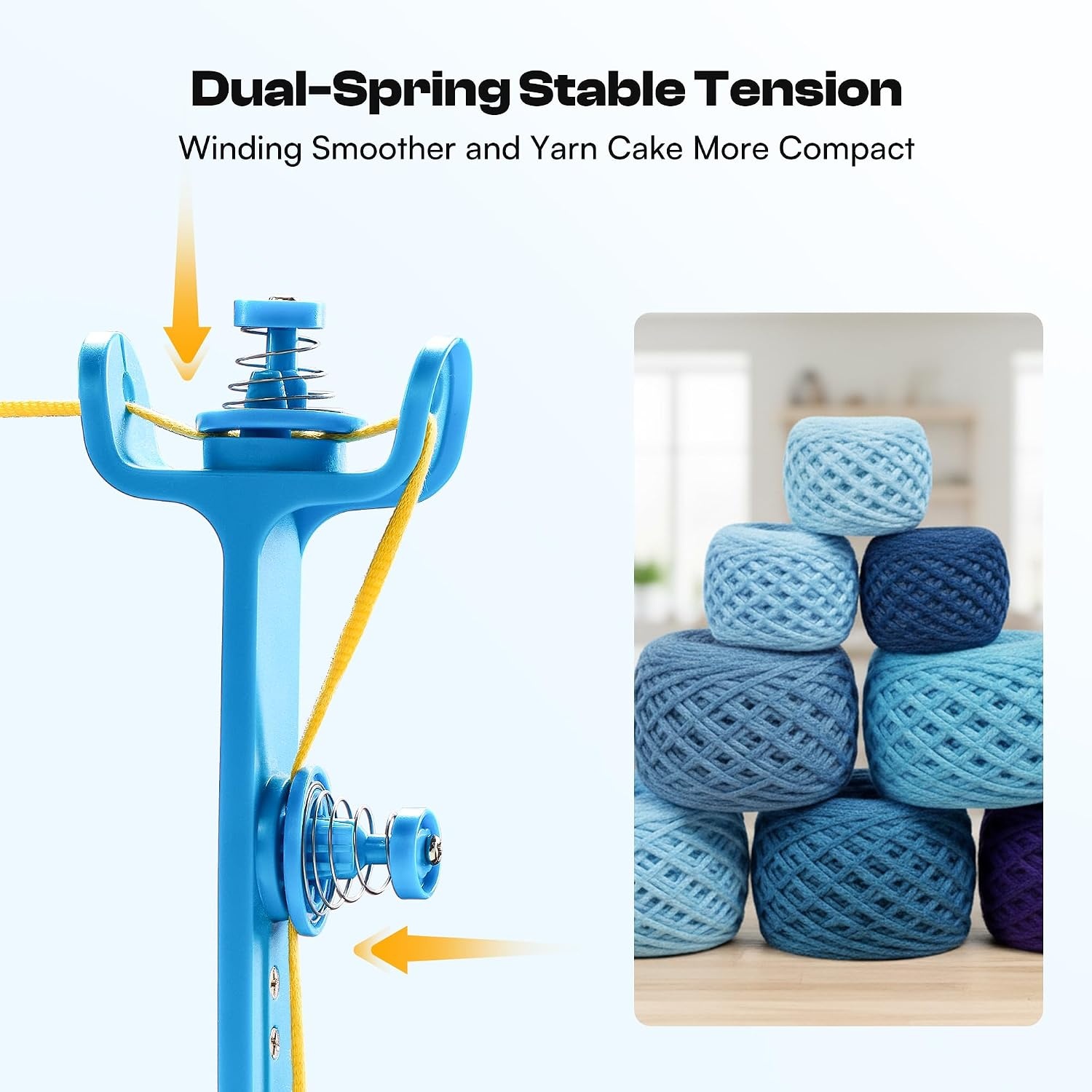Caydo Electric Yarn Winder, Automatic Yarn Cake Winder with Dual Tension Spring Stepless Speed, Compact 7oz Portable Yarn Winder for Crocheting, Ideal Gift for Crochet & Knitting Lovers(Light Purple)(Blue Cordless)