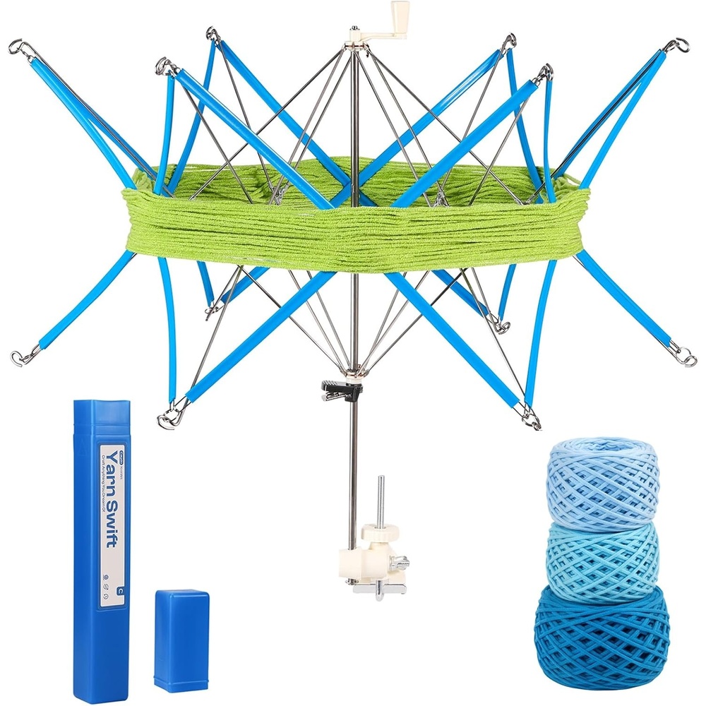 Caydo Electric Yarn Winder, Automatic Yarn Cake Winder with Dual Tension Spring Stepless Speed, Compact 7oz Portable Yarn Winder for Crocheting, Ideal Gift for Crochet & Knitting Lovers(Light Purple)(Yarn Swift)