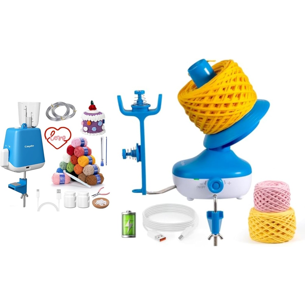 Caydo Rechargeable Electric Yarn Winder & iCord Maker Kit – Effortless Tangle-Free for Crocheting, Yarn Enthusiast