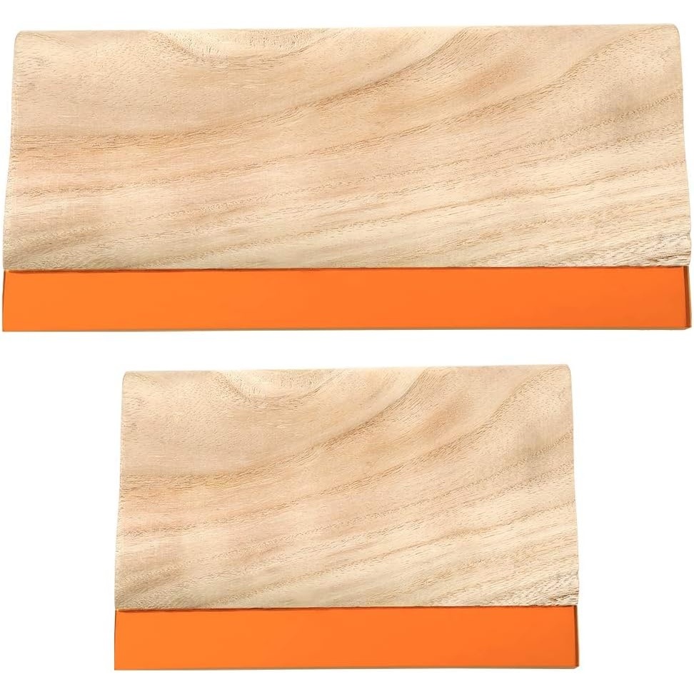 Caydo 2 Pieces 2 Sizes Screen Printing Squeegee, 75 Durometer Wooden Ink Scraper for Screen Printing, 9.4 and 5.9 inch(9.4 and 5.9 inch)